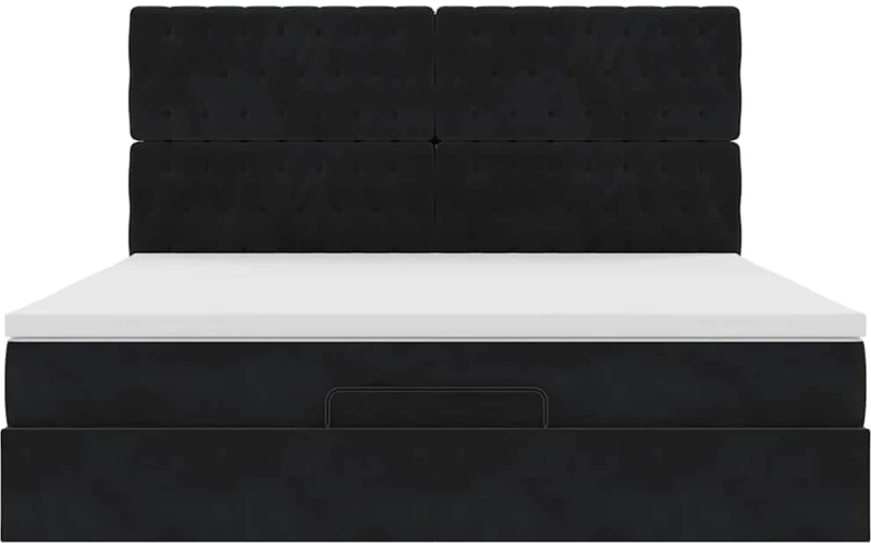 vidaXL Οθωμανικό κρεβάτι με στρώματα Μαύρο 180x200cm Velvet
