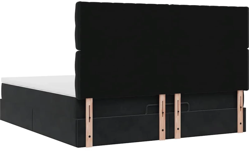 vidaXL Οθωμανικό κρεβάτι με στρώματα Μαύρο 180x200cm Velvet