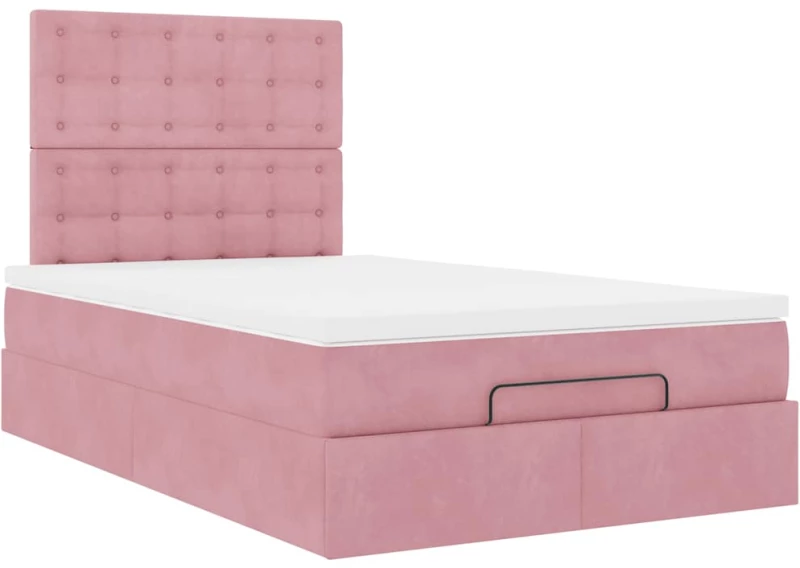 vidaXL Οθωμανικό κρεβάτι με στρώματα Ροζ 120x200cm Velvet
