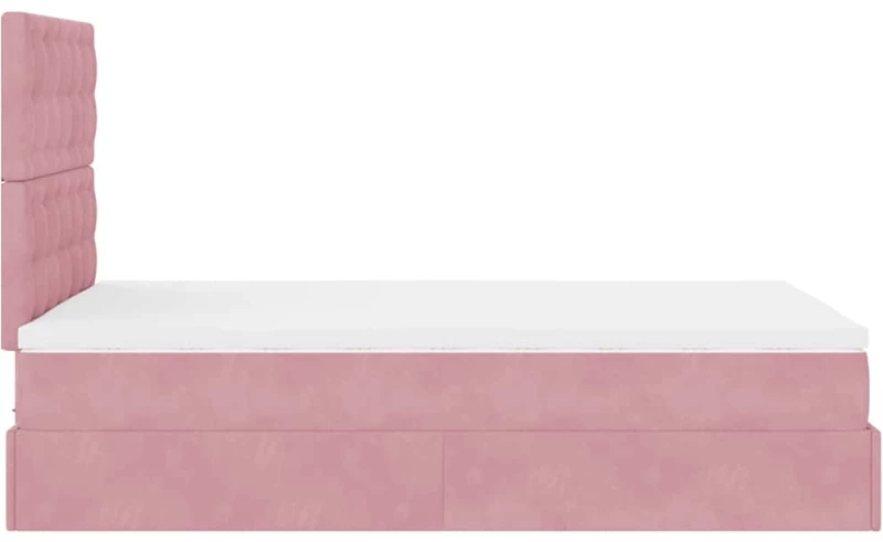 vidaXL Οθωμανικό κρεβάτι με στρώματα Ροζ 120x200cm Velvet