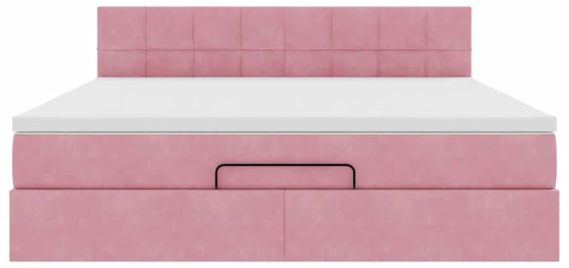 vidaXL Οθωμανικό κρεβάτι με στρώμα & LEDs Ροζ 160x200cm Βελούδο