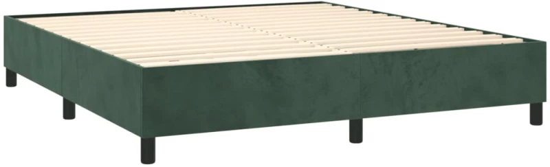 vidaXL Κρεβάτι Boxspring με Στρώμα & LED Σκ. Πράσινο 180x200εκ Βελούδο