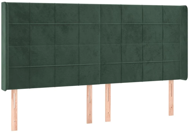 vidaXL Κρεβάτι Boxspring με Στρώμα & LED Σκ. Πράσινο 180x200εκ Βελούδο