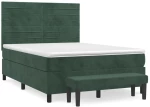 vidaXL Κρεβάτι Boxspring με Στρώμα Σκούρο Πράσινο 140x200εκ. Βελούδινο
