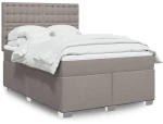 vidaXL Κρεβάτι Boxspring με Στρώμα Taupe 140x190 εκ. Υφασμάτινο