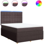 vidaXL Κρεβάτι Boxspring με Στρώμα Σκούρο Καφέ 140x190 εκ. Υφασμάτινο