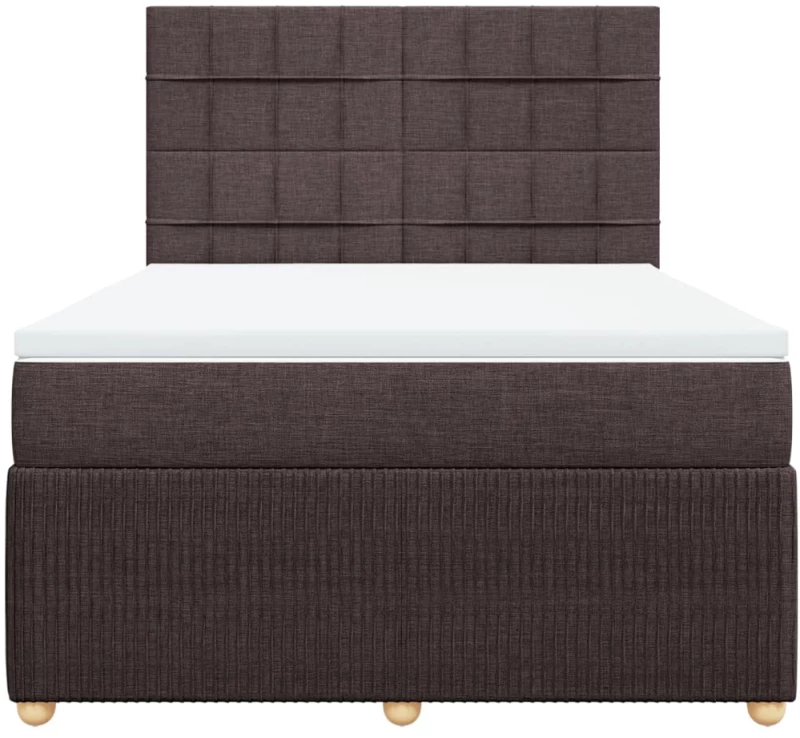vidaXL Κρεβάτι Boxspring με Στρώμα Σκούρο Καφέ 140x190 εκ. Υφασμάτινο
