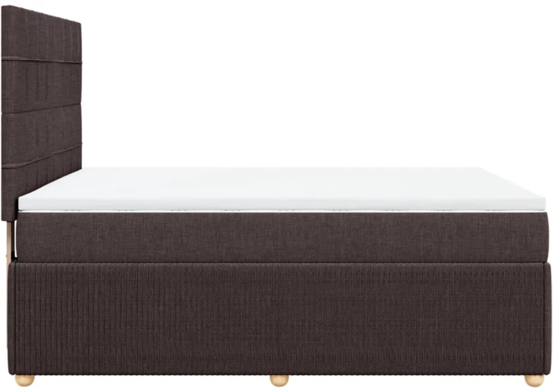 vidaXL Κρεβάτι Boxspring με Στρώμα Σκούρο Καφέ 140x190 εκ. Υφασμάτινο