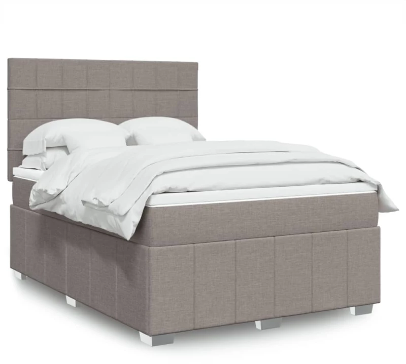 vidaXL Κρεβάτι Boxspring με Στρώμα Taupe 140x190 εκ. Υφασμάτινο