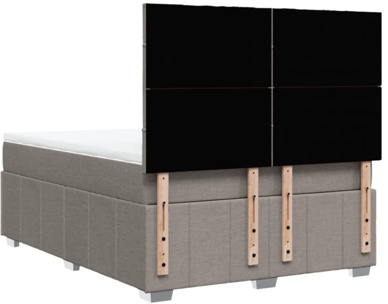 vidaXL Κρεβάτι Boxspring με Στρώμα Taupe 140x190 εκ. Υφασμάτινο