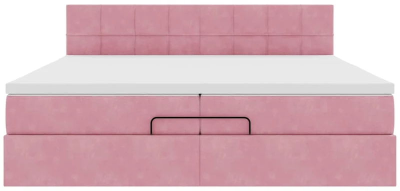 vidaXL Οθωμανικό κρεβάτι με στρώματα & LEDs Ροζ 200x200cm Velvet