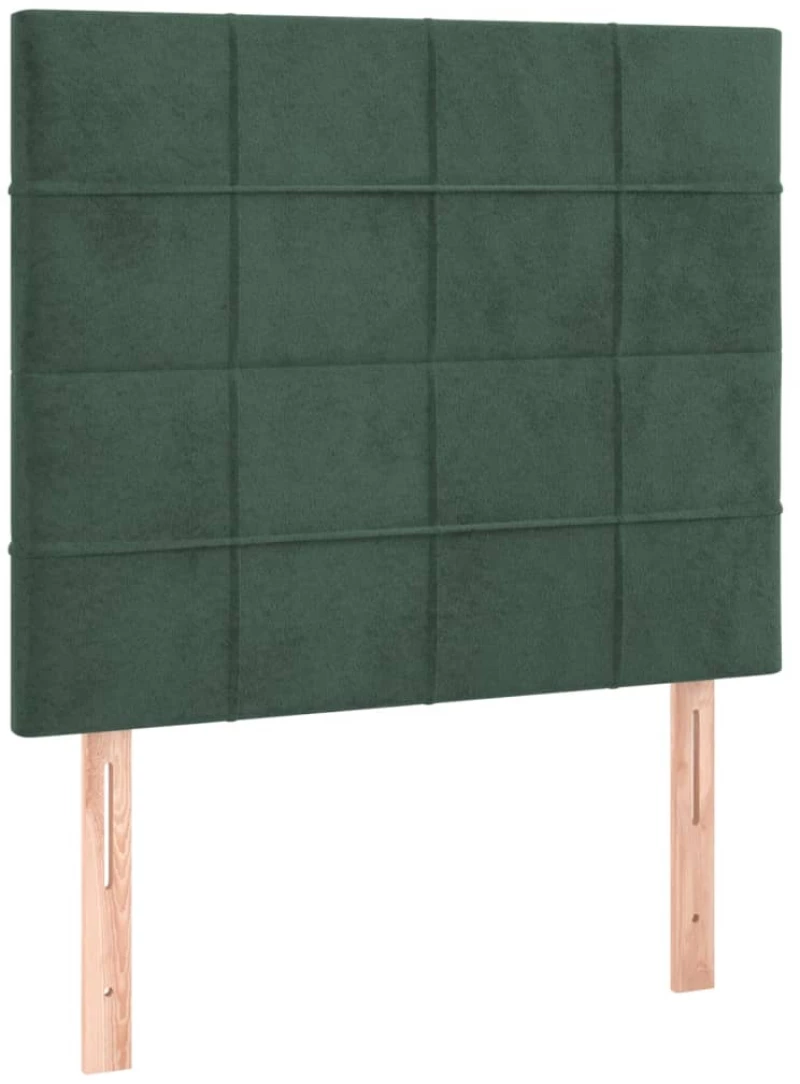 vidaXL Κρεβάτι Boxspring με Στρώμα Σκούρο Πράσινο 90x200 εκ. Βελούδινο