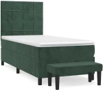 vidaXL Κρεβάτι Boxspring με Στρώμα Σκούρο Πράσινο 80x200 εκ. Βελούδινο