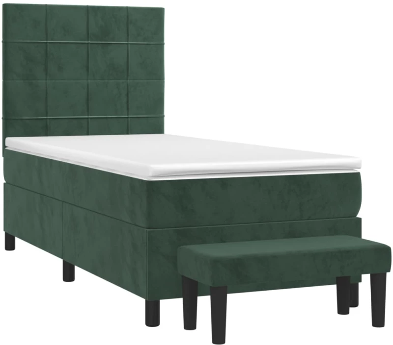 vidaXL Κρεβάτι Boxspring με Στρώμα Σκούρο Πράσινο 80x200 εκ. Βελούδινο