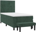 vidaXL Κρεβάτι Boxspring με Στρώμα Σκούρο Πράσινο 80x200 εκ. Βελούδινο