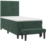 vidaXL Κρεβάτι Boxspring με Στρώμα Σκούρο Πράσινο 90x190 εκ. Βελούδινο