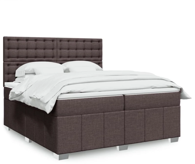 vidaXL Κρεβάτι Boxspring με Στρώμα Σκούρο Καφέ 200x200 εκ. Υφασμάτινο