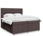 vidaXL Κρεβάτι Boxspring με Στρώμα Σκούρο Καφέ 200x200 εκ. Υφασμάτινο