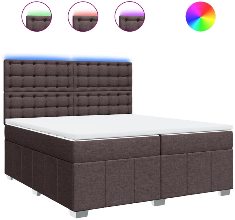 vidaXL Κρεβάτι Boxspring με Στρώμα Σκούρο Καφέ 200x200 εκ. Υφασμάτινο