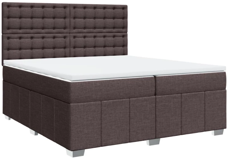 vidaXL Κρεβάτι Boxspring με Στρώμα Σκούρο Καφέ 200x200 εκ. Υφασμάτινο