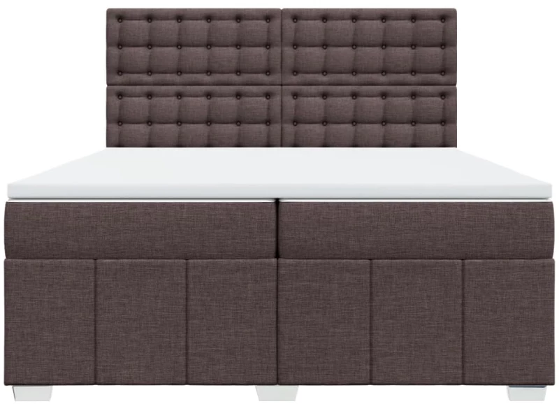 vidaXL Κρεβάτι Boxspring με Στρώμα Σκούρο Καφέ 200x200 εκ. Υφασμάτινο