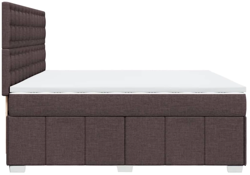 vidaXL Κρεβάτι Boxspring με Στρώμα Σκούρο Καφέ 200x200 εκ. Υφασμάτινο