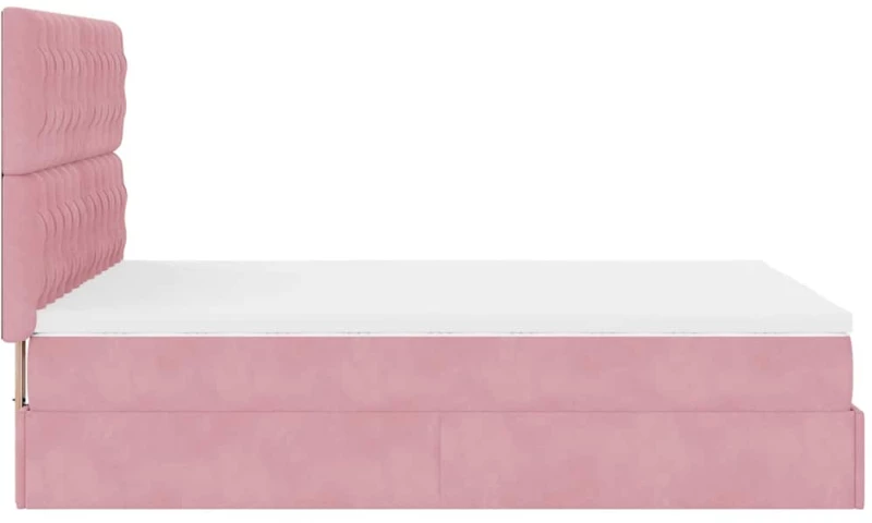 vidaXL Οθωμανικό κρεβάτι με στρώματα & LEDs Ροζ 140x200cm Βελούδο