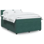 vidaXL Κρεβάτι Boxspring με Στρώμα Σκούρο Πράσινο 140x190εκ. Βελούδινο