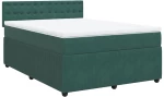 vidaXL Κρεβάτι Boxspring με Στρώμα Σκούρο Πράσινο 140x190εκ. Βελούδινο