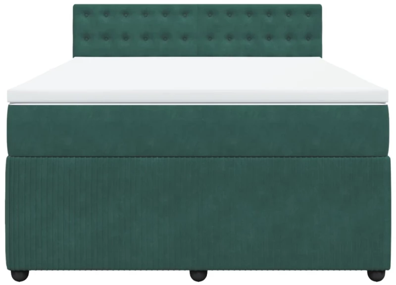 vidaXL Κρεβάτι Boxspring με Στρώμα Σκούρο Πράσινο 140x190εκ. Βελούδινο