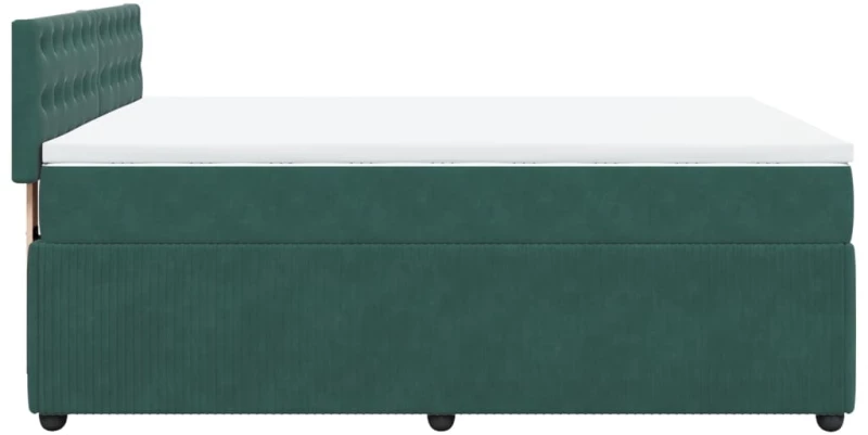 vidaXL Κρεβάτι Boxspring με Στρώμα Σκούρο Πράσινο 140x190εκ. Βελούδινο