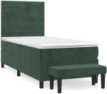 vidaXL Κρεβάτι Boxspring με Στρώμα Σκούρο Πράσινο 90x190 εκ. Βελούδινο