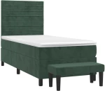 vidaXL Κρεβάτι Boxspring με Στρώμα Σκούρο Πράσινο 90x190 εκ. Βελούδινο