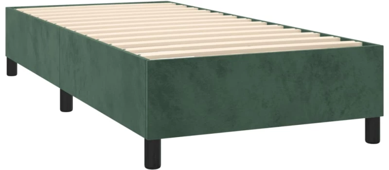 vidaXL Κρεβάτι Boxspring με Στρώμα Σκούρο Πράσινο 90x190 εκ. Βελούδινο