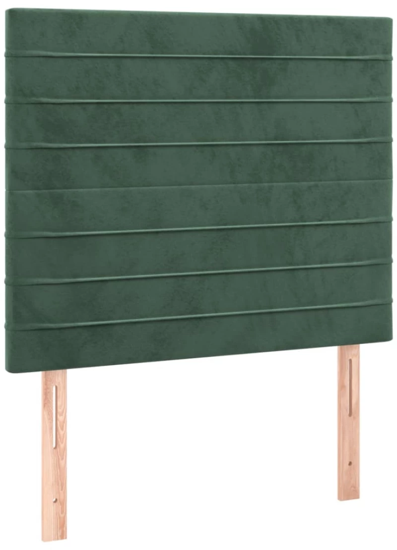 vidaXL Κρεβάτι Boxspring με Στρώμα Σκούρο Πράσινο 90x190 εκ. Βελούδινο