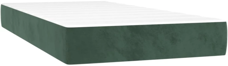 vidaXL Κρεβάτι Boxspring με Στρώμα Σκούρο Πράσινο 90x190 εκ. Βελούδινο