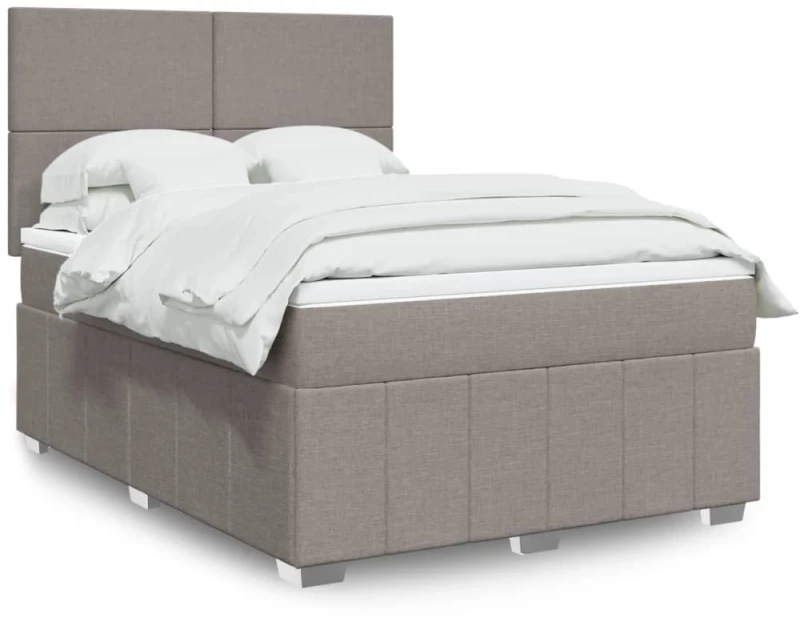 vidaXL Κρεβάτι Boxspring με Στρώμα Taupe 140x190 εκ. Υφασμάτινο