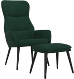 vidaXL Πολυθρόνα Relax Σκούρο Πράσινο Υφασμάτινη με Σκαμπό