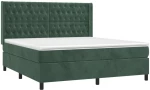 vidaXL Κρεβάτι Boxspring με Στρώμα & LED Σκ. Πράσινο 180x200εκ Βελούδο