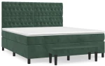 vidaXL Κρεβάτι Boxspring με Στρώμα Σκούρο Πράσινο 180x200εκ. Βελούδινο