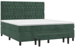 vidaXL Κρεβάτι Boxspring με Στρώμα Σκούρο Πράσινο 180x200εκ. Βελούδινο