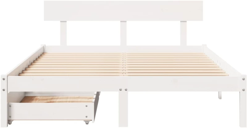 vidaXL Σκελετός Κρεβ. Χωρίς Στρώμα Λευκό 140x200 εκ Μασίφ Πεύκο