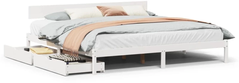 vidaXL Σκελετός Κρεβ. Χωρίς Στρώμα Λευκό 180x200 εκ Μασίφ Πεύκο