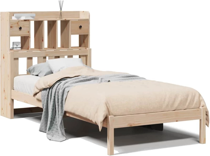 vidaXL Κρεβάτι Βιβλιοθήκη Χωρίς Στρώμα 75x190 εκ Μασίφ Ξύλο Πεύκο