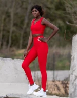 Αθλητικό Κολάν Push-Up με Σχέδιο στην Πίσω Όψη Lismina 704 Red