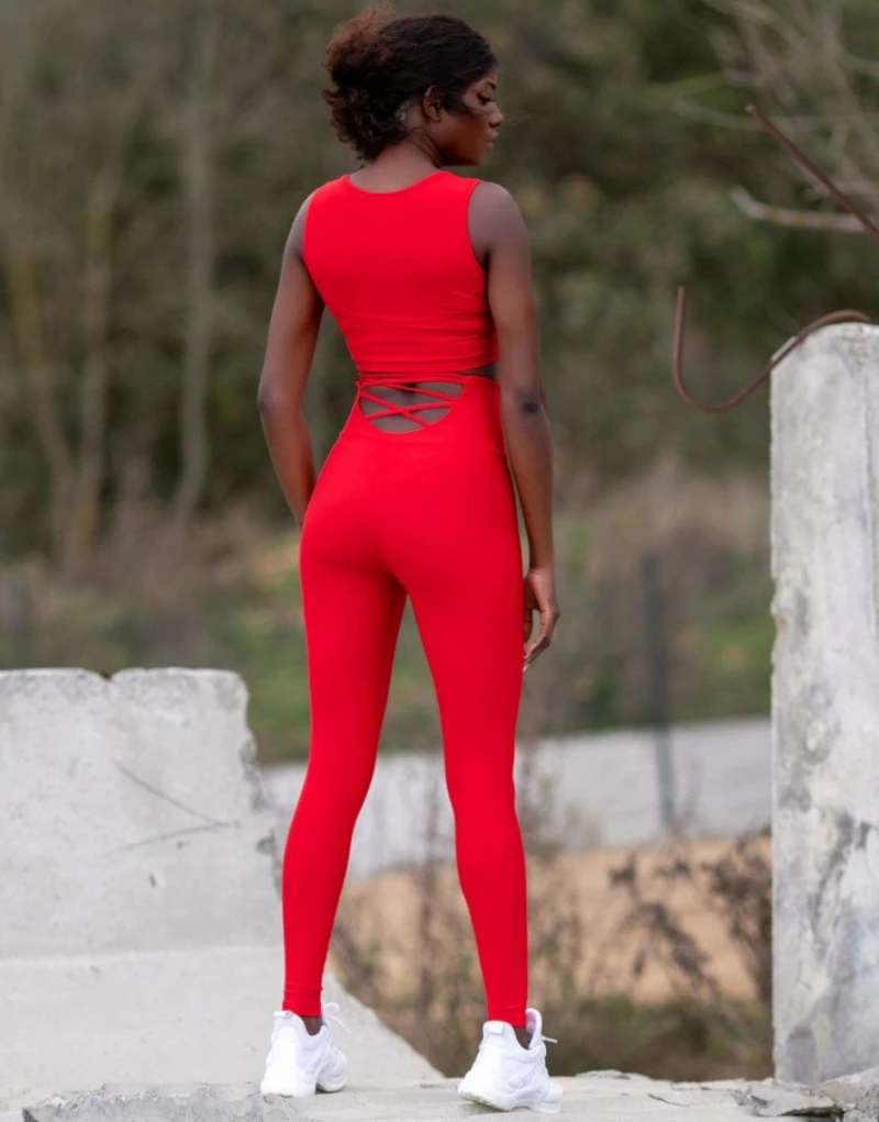 Αθλητικό Κολάν Push-Up με Σχέδιο στην Πίσω Όψη Lismina 704 Red