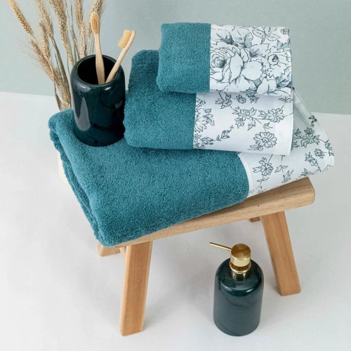 Πετσέτες Σετ 3ΤΜΧ Beatrice Πετρόλ 70 x 140 / 50 x 90 / 30 x 50 cm