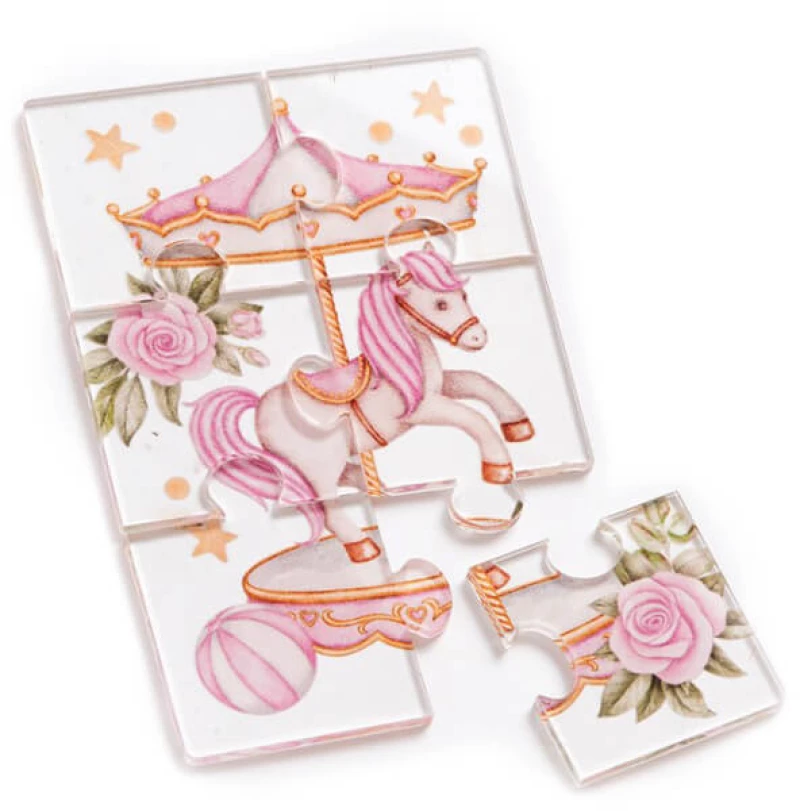 Μπομπονιέρα βάπτισης Puzzle από Plexiglass καρουζέλ 22169 πακέτο 30 τμχ.