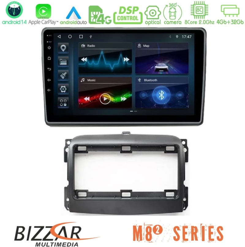 Bizzar m8² Series 8core Android14 4+32gb  Fiat 500l Navigation Multimedia Tablet 10" με Carplay & Android Auto u-m82-Ft410