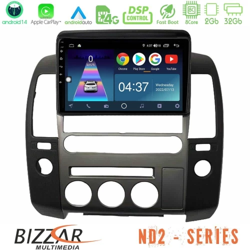 Bizzar nd2 Series 8core Android14 2+32gb   Nissan Navara d40 2006-2012 (με Εργ.οθόνη) Navigation Multimedia Tablet 9" με Carplay & Android Auto u-nd2-Ns1340